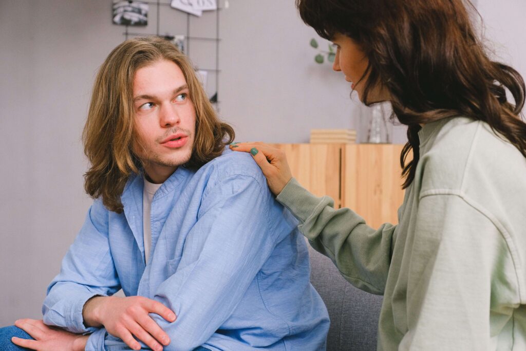 Couple experiencing a misunderstanding, representing communication differences and relationship challenges addressed through individual relationship counseling for autistic adults in Denver, CO.